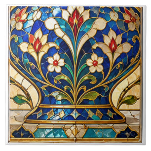 Carreau Vase de fleurs de tulipe de Damas et ottoman en ve