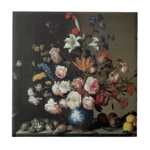 Carreau Vase de fleurs près d'une fenêtre, Balthasar van d
