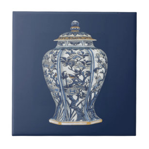 Carreau Vase en porcelaine bleue et blanche de Vision Stud
