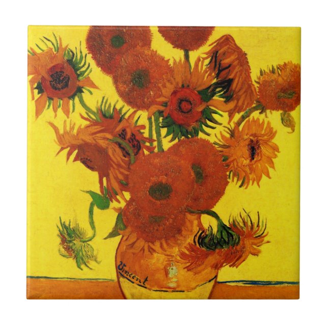 Carreau Vase Still Life avec 15 tournesols Vincent van Gog (Devant)