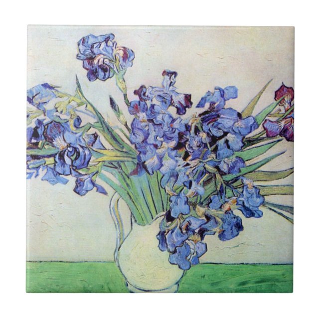 Carreau Vase Still Life avec Irises par Vincent van Gogh (Devant)