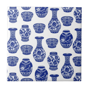 Carreau Vases en porcelaine chinoise bleue et blanche