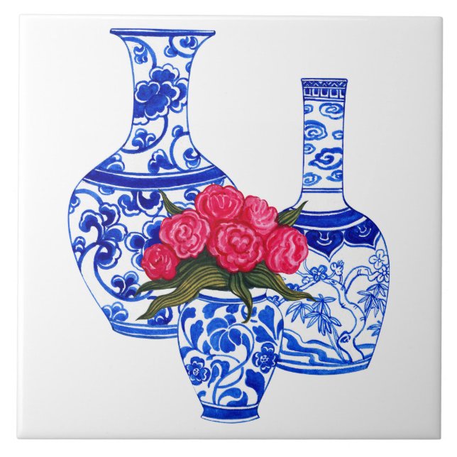 Carreau Vases en porcelaine de chinoiserie (Devant)