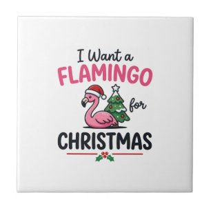 Carreau Vecteur de citation de Noël flamant rose