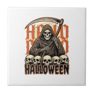 Carreau Vecteur de crâne de faucheuse d'Halloween