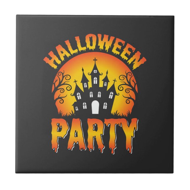 Carreau Vecteur de fête de maison hantée Halloween (Devant)