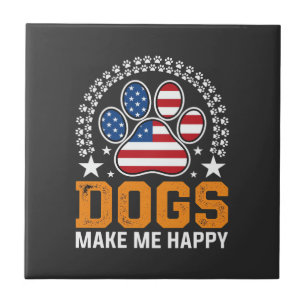 Carreau Vecteur d'empreinte de patte de chien patriotique