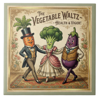 Carreau Vegetable Waltz Dancing Veggies Vintage Victorian