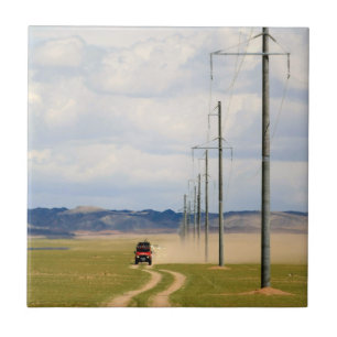 Carreau Véhicules 4X4 sur route de terre, désert de Gobi