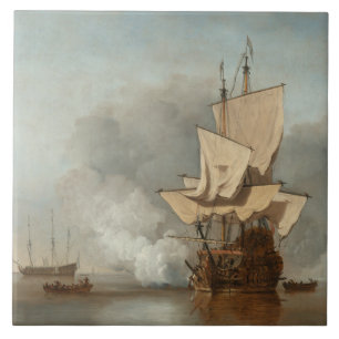 Carreau Velde de paysage marin de beaux-arts