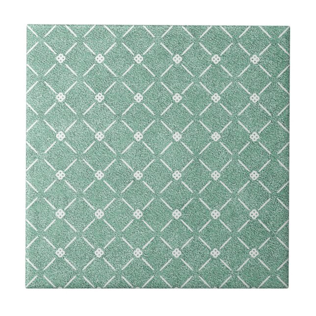 Carreau Velvety Lattice Pattern in Mint Green (Devant)