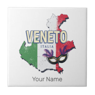Carreau Veneto Italie Région Rétro Carte Souvenir Vintage