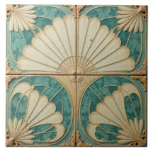 Ventilateurs Turquoises et crème dorés