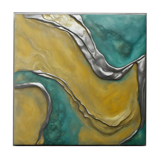 Carreau Verdigris Abstrait et Citrine (Devant)