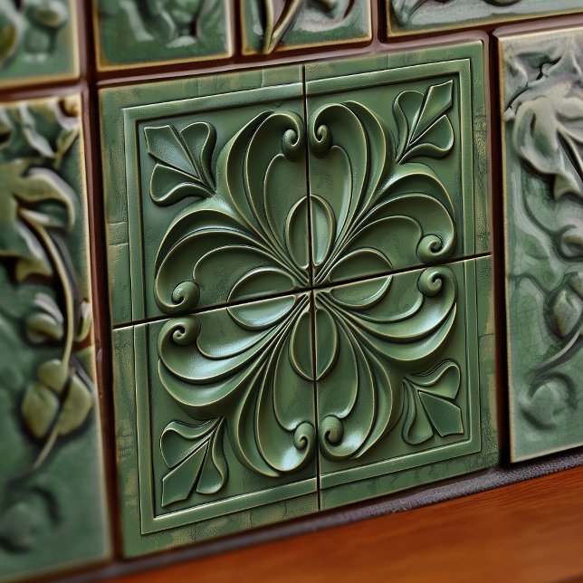 Carreau Verdoyantes Fleurs Art Nouveau Carrelage en cérami (Créateur téléchargé)