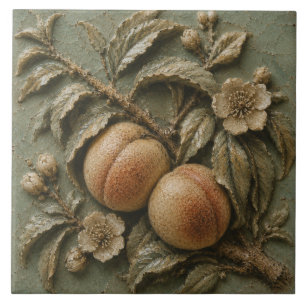 Carreau Verger de Pêchers Fleuris en Relief Faux Rustique