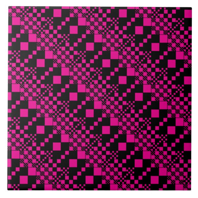 Carreau Vérifié, Chèques - Magenta et Noir (Devant)