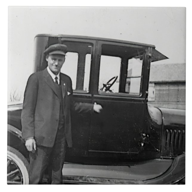 Carreau Véritable voiture ancienne en photo  (Devant)