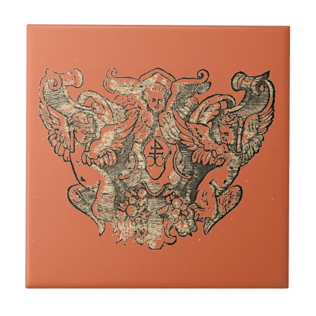 Carreau Vermillion - Angels - Coat of Arms Emblem baroque (Devant)