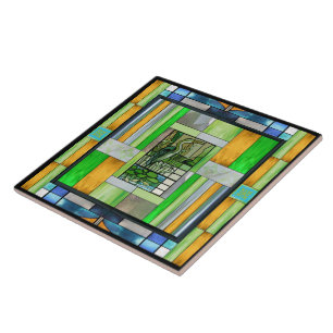 Carreau Verre coloré de Héron Bleu