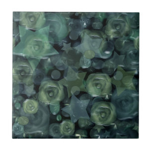 Carreau Verre, étoiles, roses