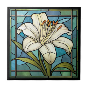 Carreau Verre Lily blanc