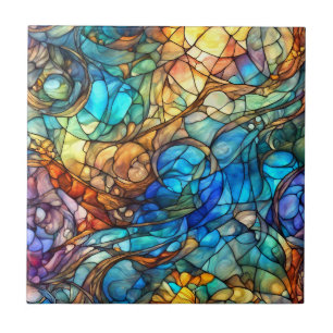 Carreau Verre multicolore de style vitrail Abstrait 77