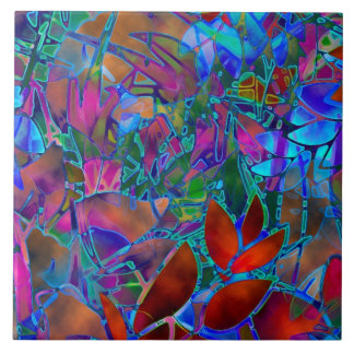 Carreau Verre souillé d'abrégé sur floral tuile