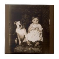 vers 1910 pitbull et bébé RPPC