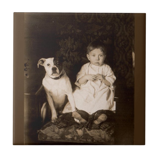 Carreau vers 1910 pitbull et bébé RPPC (Devant)
