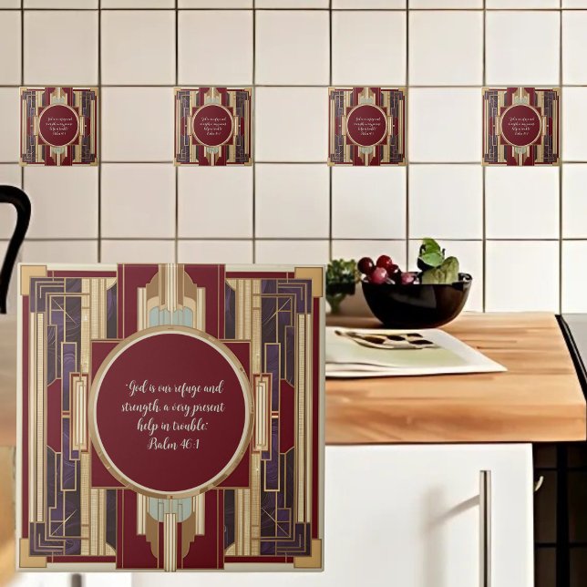 Carreau Verset de la Bible personnalisable Art Déco (Créateur téléchargé)