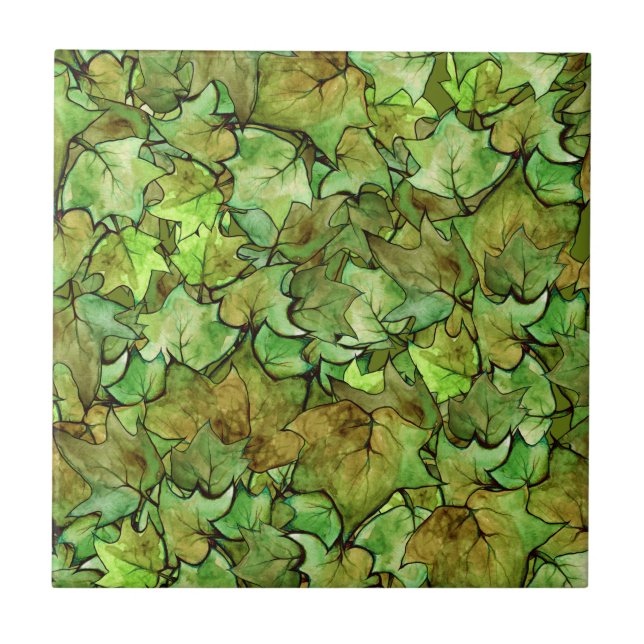 Carreau Vert anglais Ivy Nature Motif d'aquarelle (Devant)