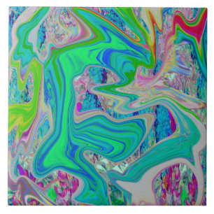 Carreau Vert chaux coloré Art Abstrait rétro liquide