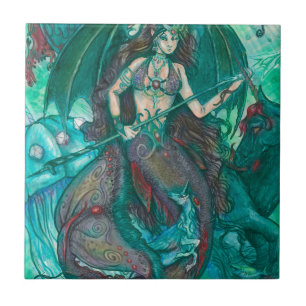 Carreau Vert de Teal de mer d'océan de licorne de sirène