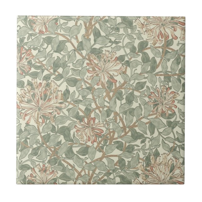 Carreau Vert doux Vintage William Morris Honeysuckie (Devant)