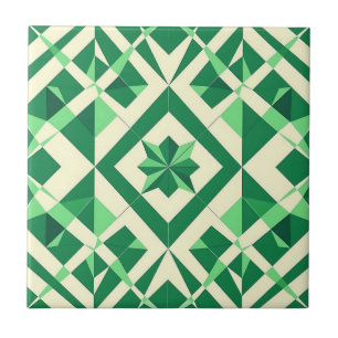 Carreau Vert émeraude motif géométrique en étoile
