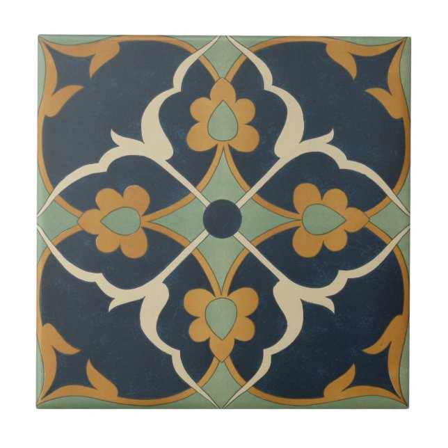 Carreau Vert en céramique ornemental d'art du cru 1884 (Devant)