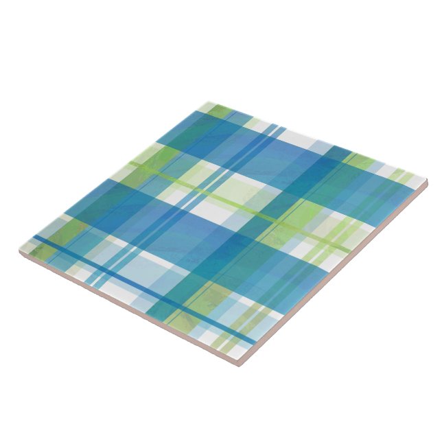 Carreau Vert et bleu de plaid de Madras (Côté)
