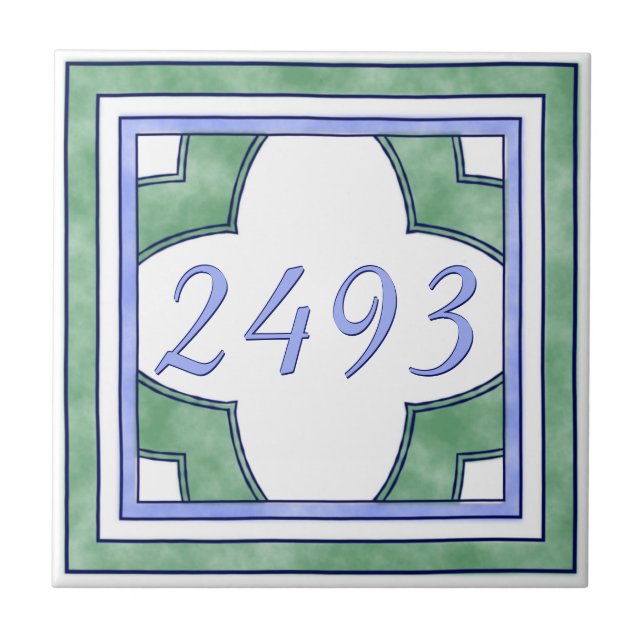 Carreau Vert et petit numéro de maison bleu-clair (Devant)