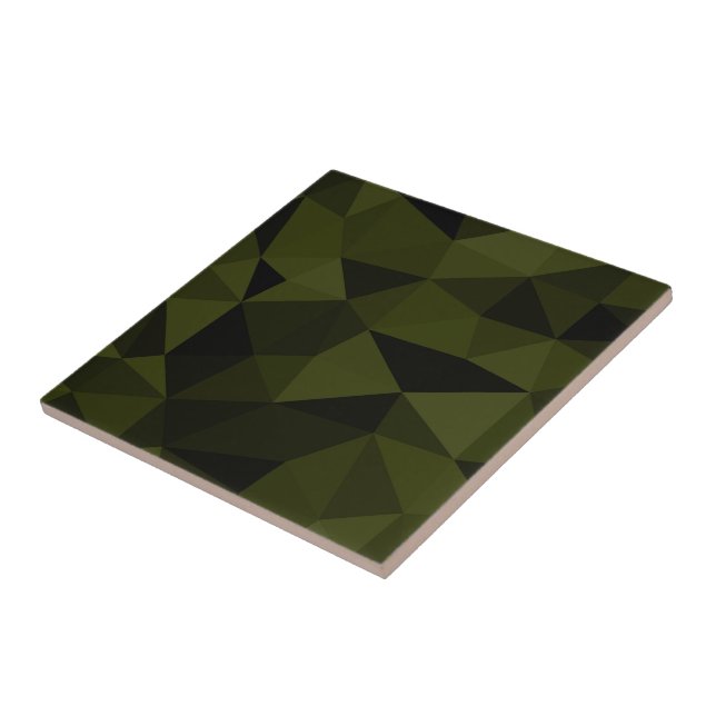Carreau Vert foncé de l'armée noir motif de maille géométr (Côté)