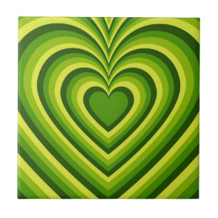 Carreau Vert Jaune Hypnotique Coeur Motif d'amour