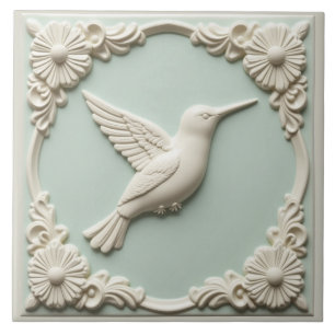 Carreau Vert menthe faux relief Art nouveau Colibri 