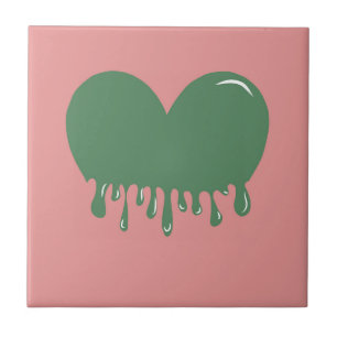 Carreau Vert moderne Rose Liquide coeur goutte y2k chic