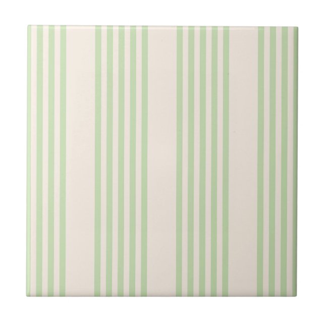 Carreau Vert pâle et beige cinq rayures motif (Devant)