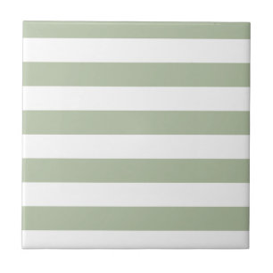 Carreau Vert sauge clair et rayures blanches