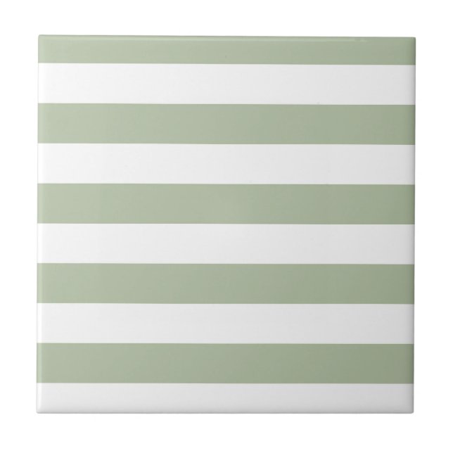 Carreau Vert sauge clair et rayures blanches (Devant)