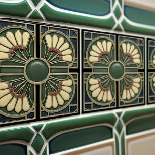 Carreau Vert trèfle Abstrait de style milieu de siècle