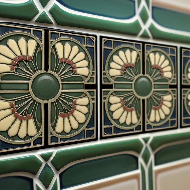 Carreau Vert trèfle Abstrait de style milieu de siècle (Créateur téléchargé)