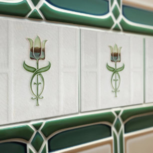 Carreau Vert Tulipe Mur Décor Nouveau Art Déco Gibbons