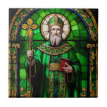 Carreau Verte Saint Patrick Jour de la Saint Patrick Vitra<br><div class="desc">"saint patrick irish",  "saint patron de l'irlande",  "vert émeraude foncé",  "art du vitrail chrétien",  "religion sacrée chrétienne",  "prêtre religieux pape homme",  "confirmation du père de l'église catholique"</div>